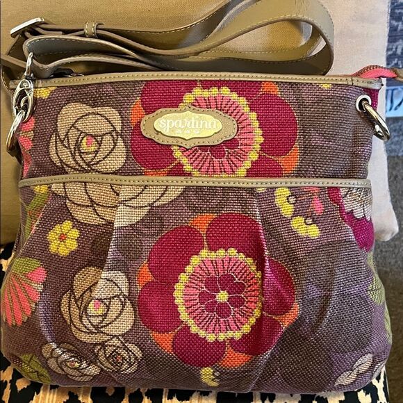 Spartina 449 Floral Crossbody Bag - Pink and Yellow - Picture 2 of 11
